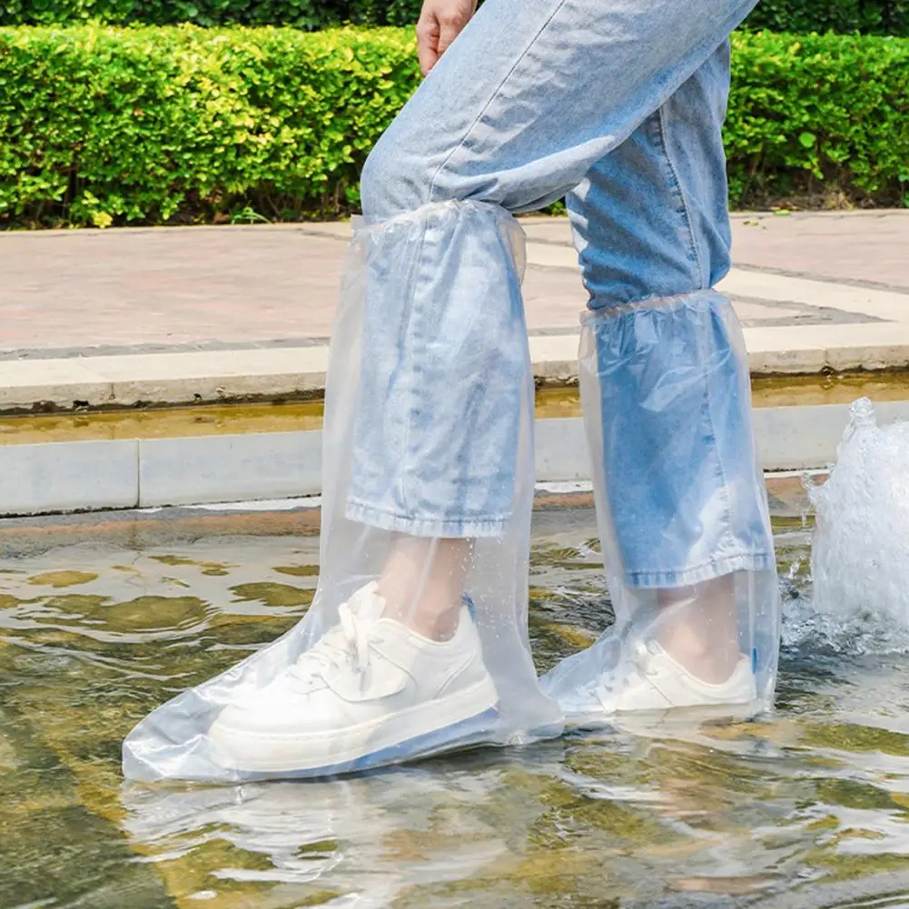 1 Pair Disposable Waterproof Shoe Covers With Elastic Ankles Overshoes Snowproof Sandproof Rain Boots Covers For Snow Sand