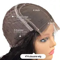 Perruque Bob Lace Closure Loose Wave 4x4, cheveux naturels courts, pre-plucked, densité 180, 4x4 6