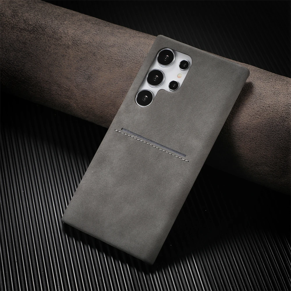 Retro Sheepskin Leather Card Slot Bumper Case with Matte Cover