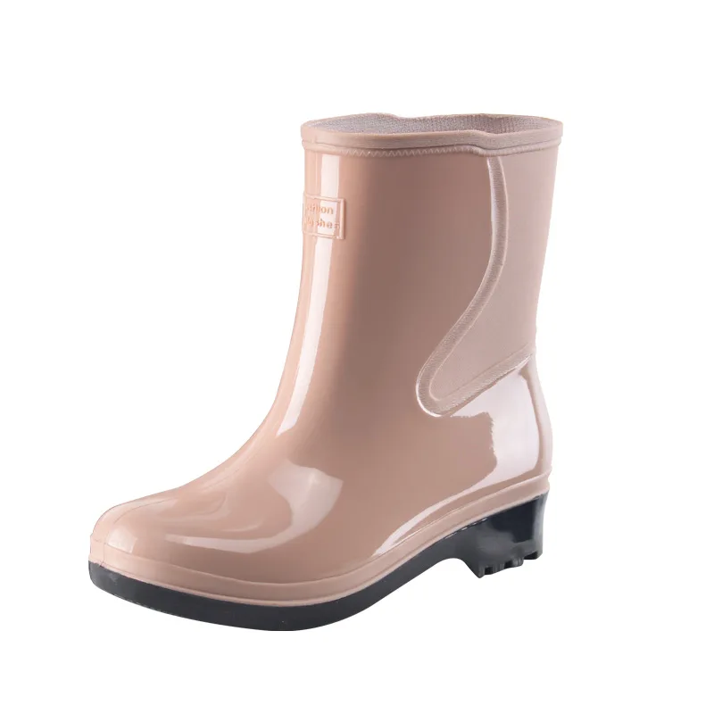 New 2023 Women Mid-calf Rain Boots Waterproof Woman Water Shoes Female Wellies Boots Multi Colors