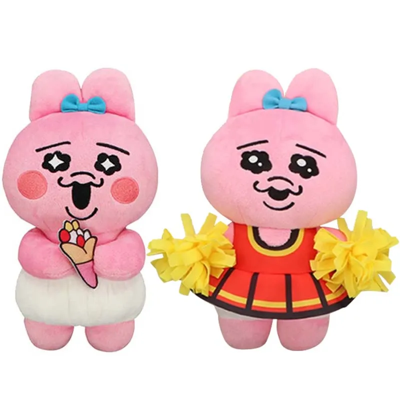 

New Cute Japan Anime Opanchu Usagi Pink Rabbit Eating Ice Cream Cheerleading Team Dress Plush Stuffed Doll Toy 25cm Kids Gifts