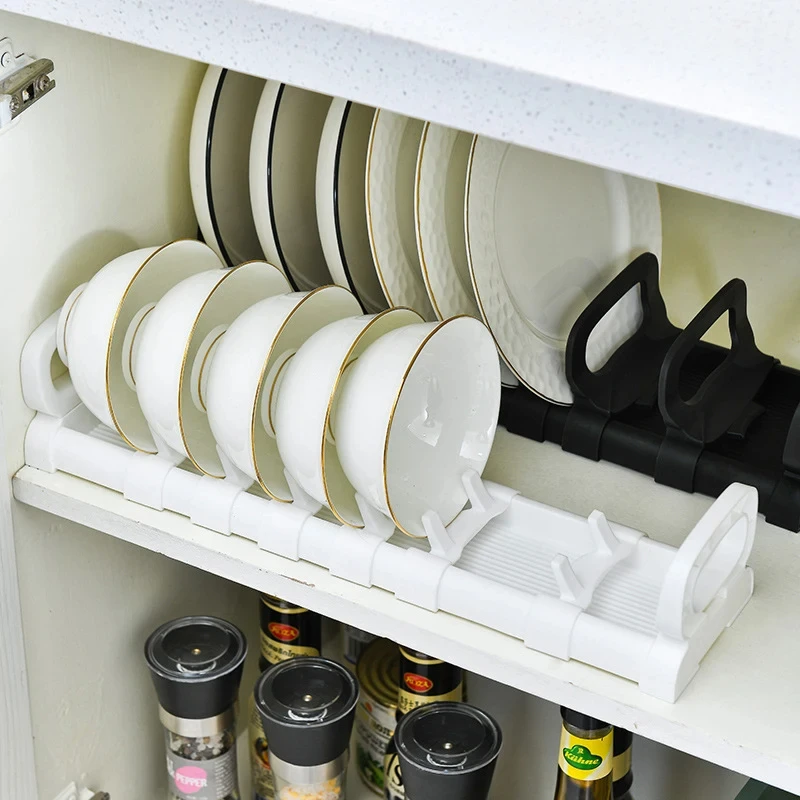 Kitchen Dishes Storage Rack Cabinet Drawers Organizers Plate Holder Bowl Stand Adjustable Dish Organizers Kitchen Accessories 3