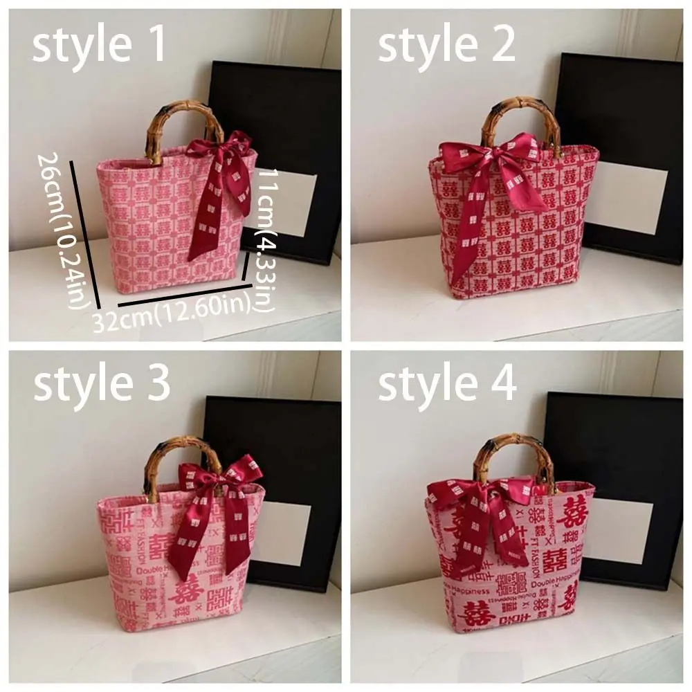 Elegant Chinese Style Wedding Gift Bag Large Capacity Reusable Women Tote Bag with Knot Embroidered Messenger Bag New Year