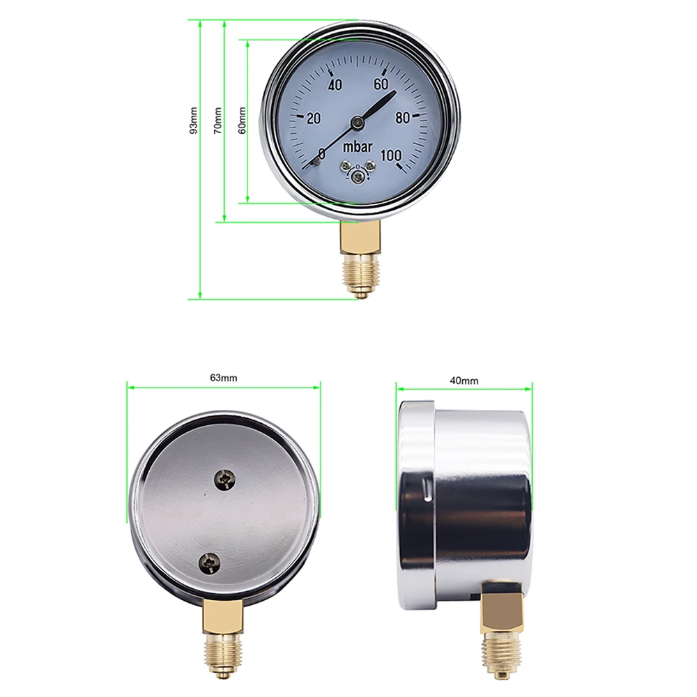 Manometer Gauge Gas Pressure Gauge 0-150mbar 200mbar 0-250mbar 400mbar 500mbar 600mbar