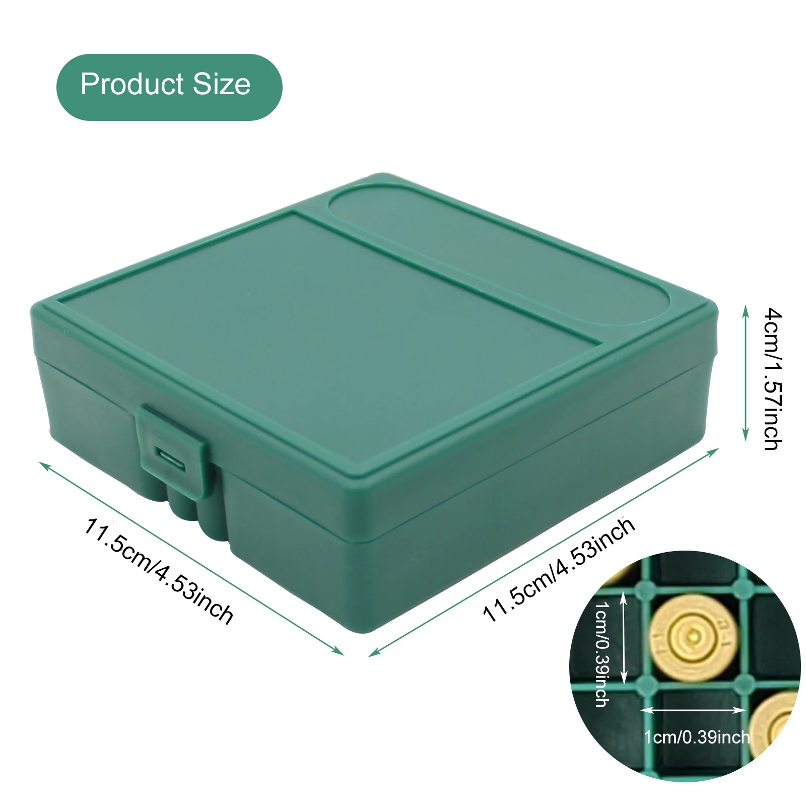 100 Rounds Tactical Ammo Storage Box for 9mm Rifle Pistol Ammunition Bullets Case Holder Flip-Top Hinge-Top Design