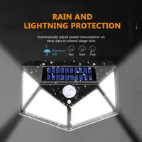 Lampe solaire extérieure 100 LED appliques murales solaires capteur de mouvement étanche lumière du soleil à énergie solaire réverbère pour la décoration de jardin 2