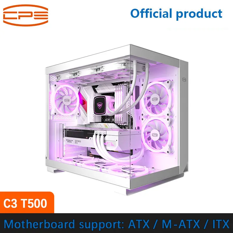 

Pccooler C3 T500 ATX computer case, supports back-inserted installation/40 series graphics card/270 ° glass case/ATX/M-ATX/ITX