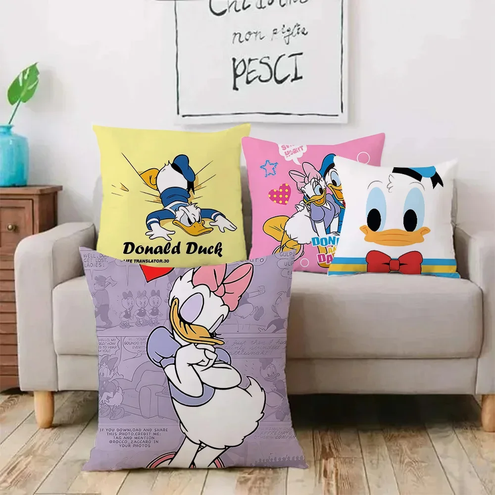 Pillow Covers Cartoon Sofa Decorative Double-sided Printing Short Plush Cute Disneys Donald Duck Cushion Cover