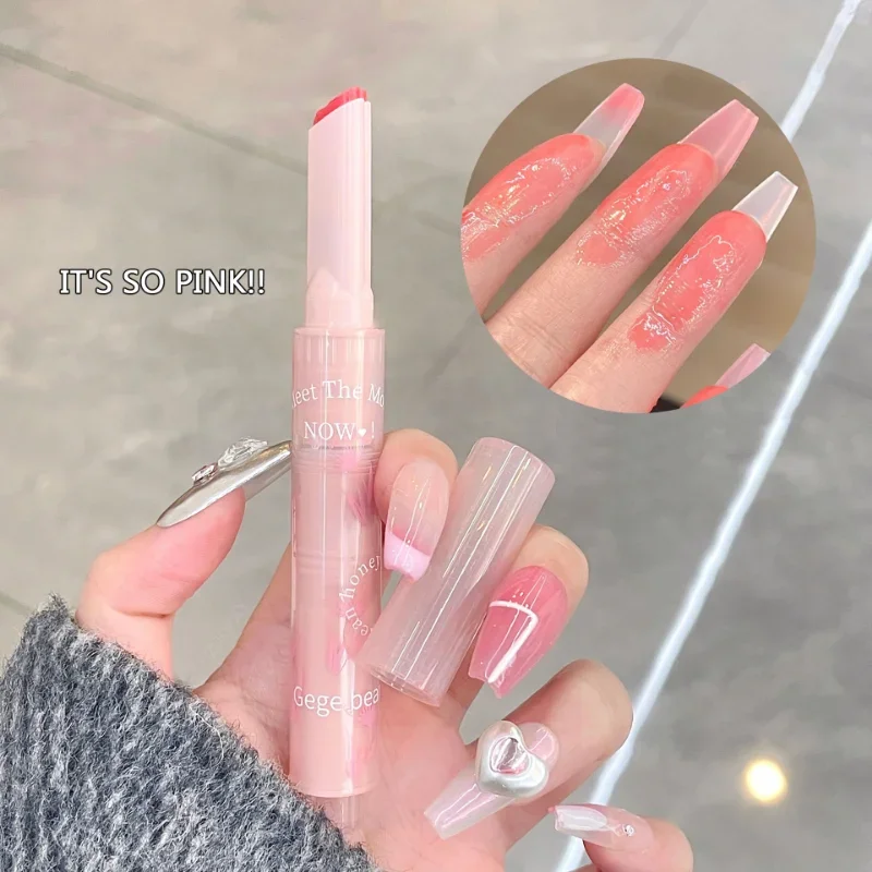 Lip makeup clear water light solid lip gloss jelly pink lip tint mirror glass glaze heart-shaped moisturising lipstick pencil makeup