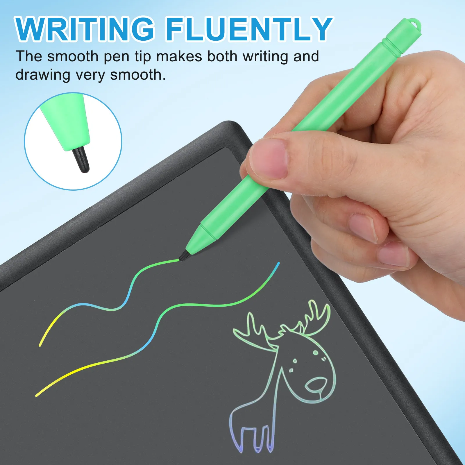 6Pcs LCD 쓰기 보드 펜 편안한 그립 부드러운 드로잉 보드 펜 다채로운 플라스틱 페인팅 펜