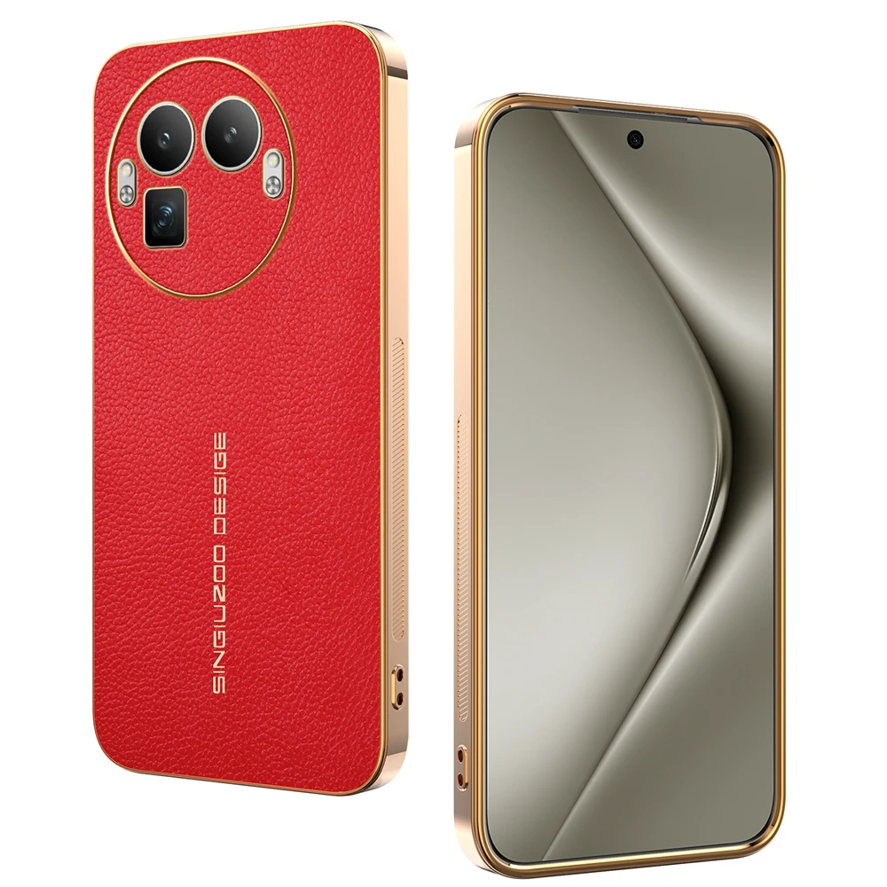 Lychee Leather Electroplated Frame Shockproof Phone Case