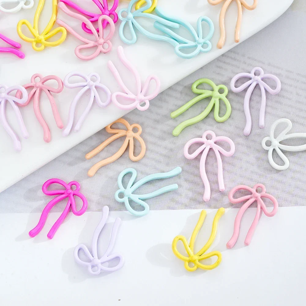 Metal Bow Tie Charms 10pcs Metal Alloy Hollow Bow Tie Charms Pendant For Earrings Necklace Jewelry Making DIY Handmade Craft