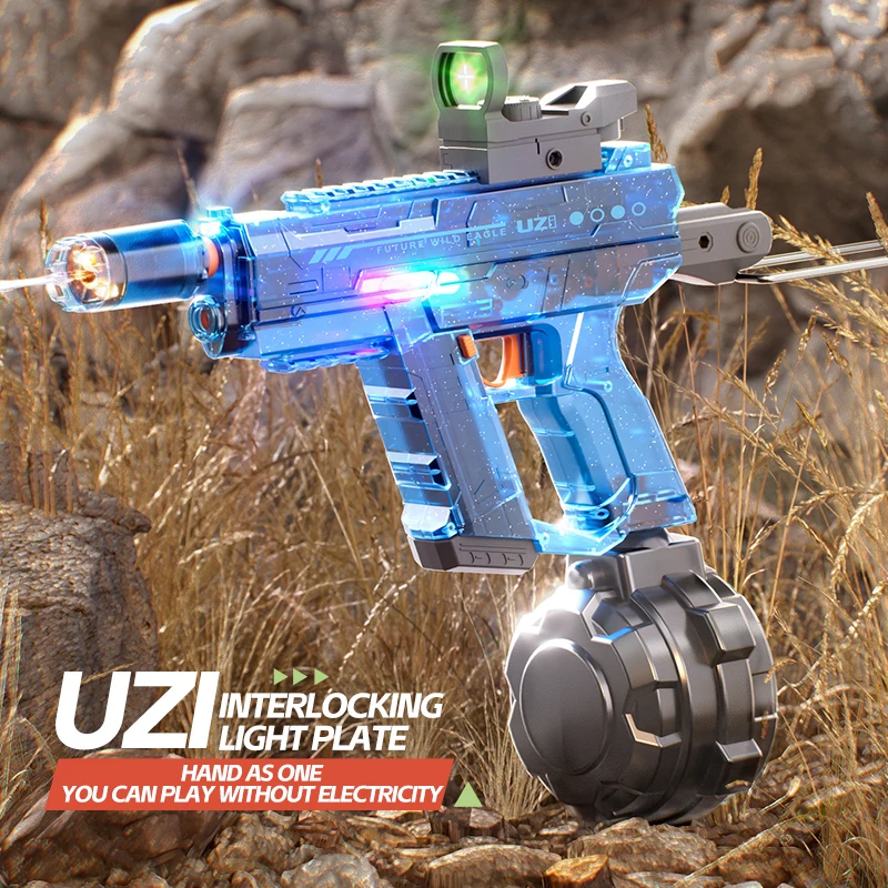 UZI Long Range Electric Shooting Water Gun With Lighting Toys High-pressure Full Automatic Shooting Water Toy Gun For Kid Adult 5
