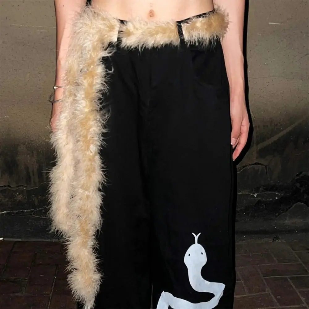 Soft Plush Punk Fur Belt for Street Dance Accessory