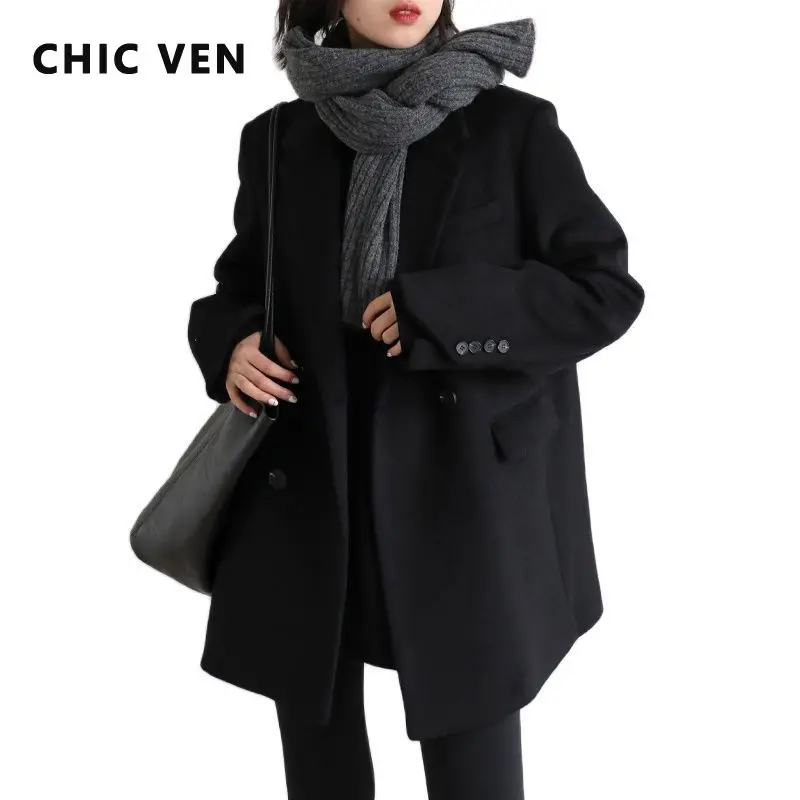Шикарное Женское шерстяное пальто однотонный шерстяной Блейзер средней длины