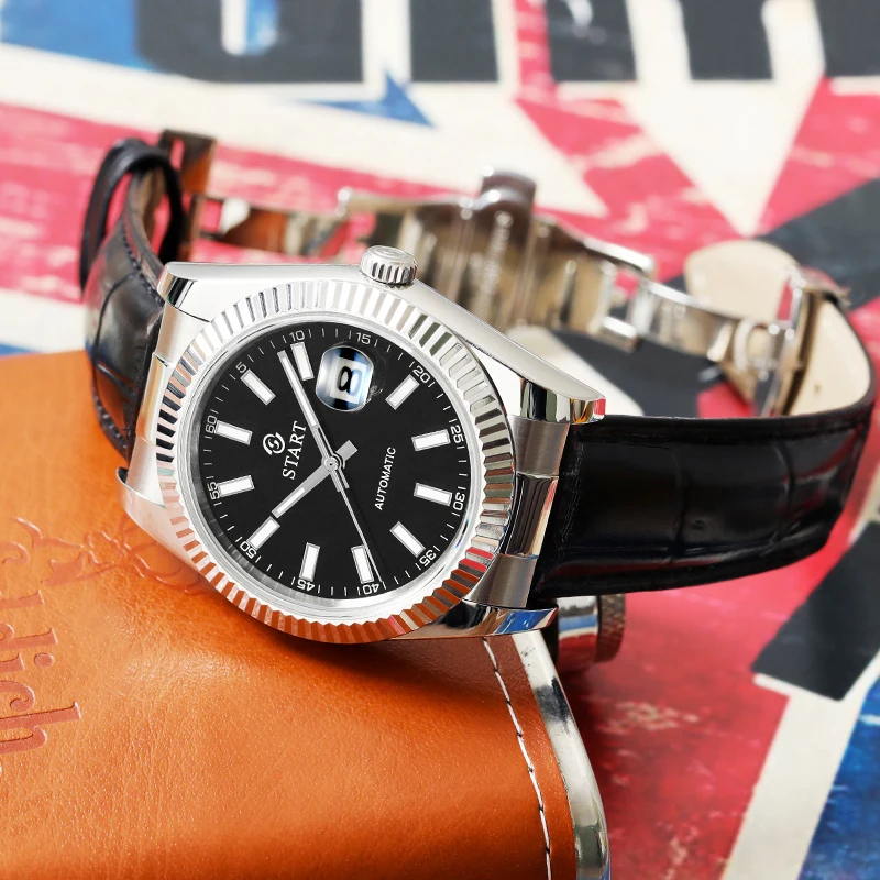 【START】Men's Watch Luminous Scale Dial Automatic Mechanical Watch Waterproof Calendar Function Butterfly Buckle Strap