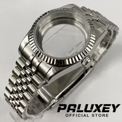 Deluxe Fluted Curved Sapphire Crystal Watch Case and Strap Band for 40mm ETA2824 PT5000 (Glass Back B)