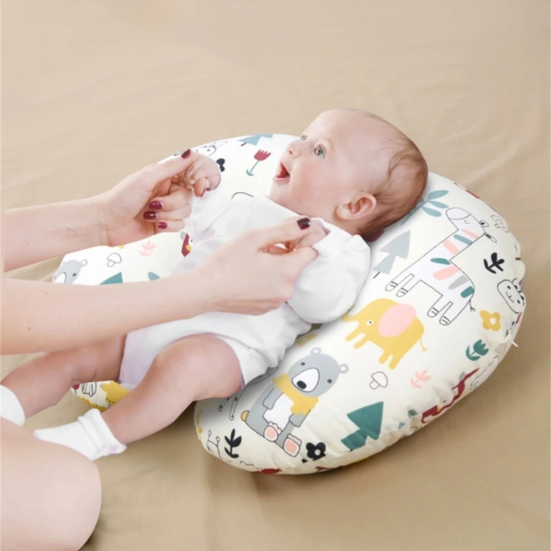 Cotton Nursing Pillow Lovely Pattern Baby Pillow Machine Washable for Comfortable Breastfeeding Bottle Feeding