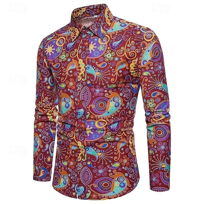 HISDERN Men Funky Shirts Long Sleeve Casual Printed Shirts Floral Paisley Shirts Unique Pattern Fancy Party Holiday Button Down Shirt, Black HISDERN Men Funky Shirts Long Sleeve Casual Printed Shirts Floral Paisley Shirts Unique Pattern Fancy Party Holiday Button Down Shirt, Black