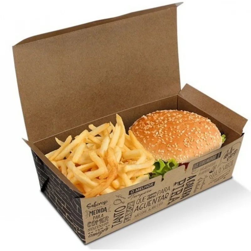 

Customized productSquare Sandwich Packaging Disposable Food Paper Lunch Box French Fried Chip and Fish Box Custom Burger Box Pa