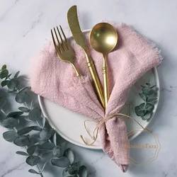 Set of 10 Rustic Cotton Cloth Napkins for Wedding or Dining Decor (Pale pink)