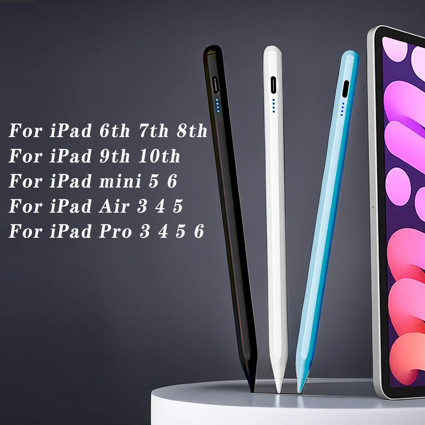 Matita 2 Per Ipad 2018-2023 Penna Stilo Per Ipad Pro 11 12.9 Air 4/5 7/8/9/10Th Mini 5 6, Per Ipad Pencil Con Palm Rejection