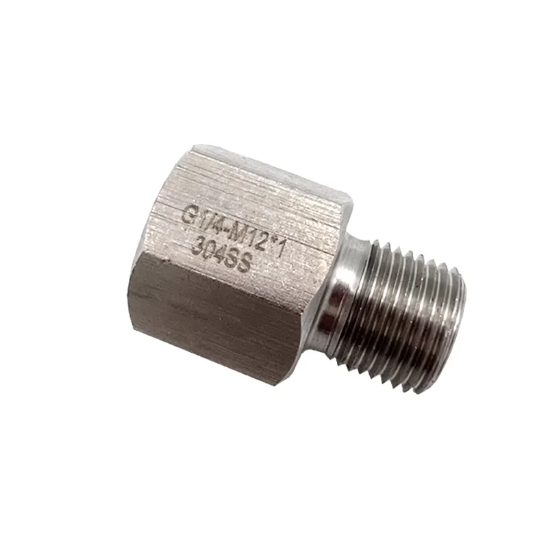 1PC 1/4" BSPP Female To M12x1 Male Thread 304 Stainless Steel High Pressure Pipe Fitting Connector
