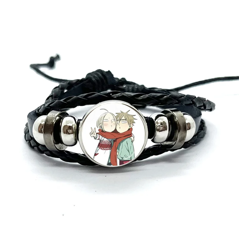 New 19 Days Old Xian He tian Jian Yi Cosplay Figures Black Leather Bracelets Glass Dome Multilayer Braided Bangles Jewelry Gifts 5