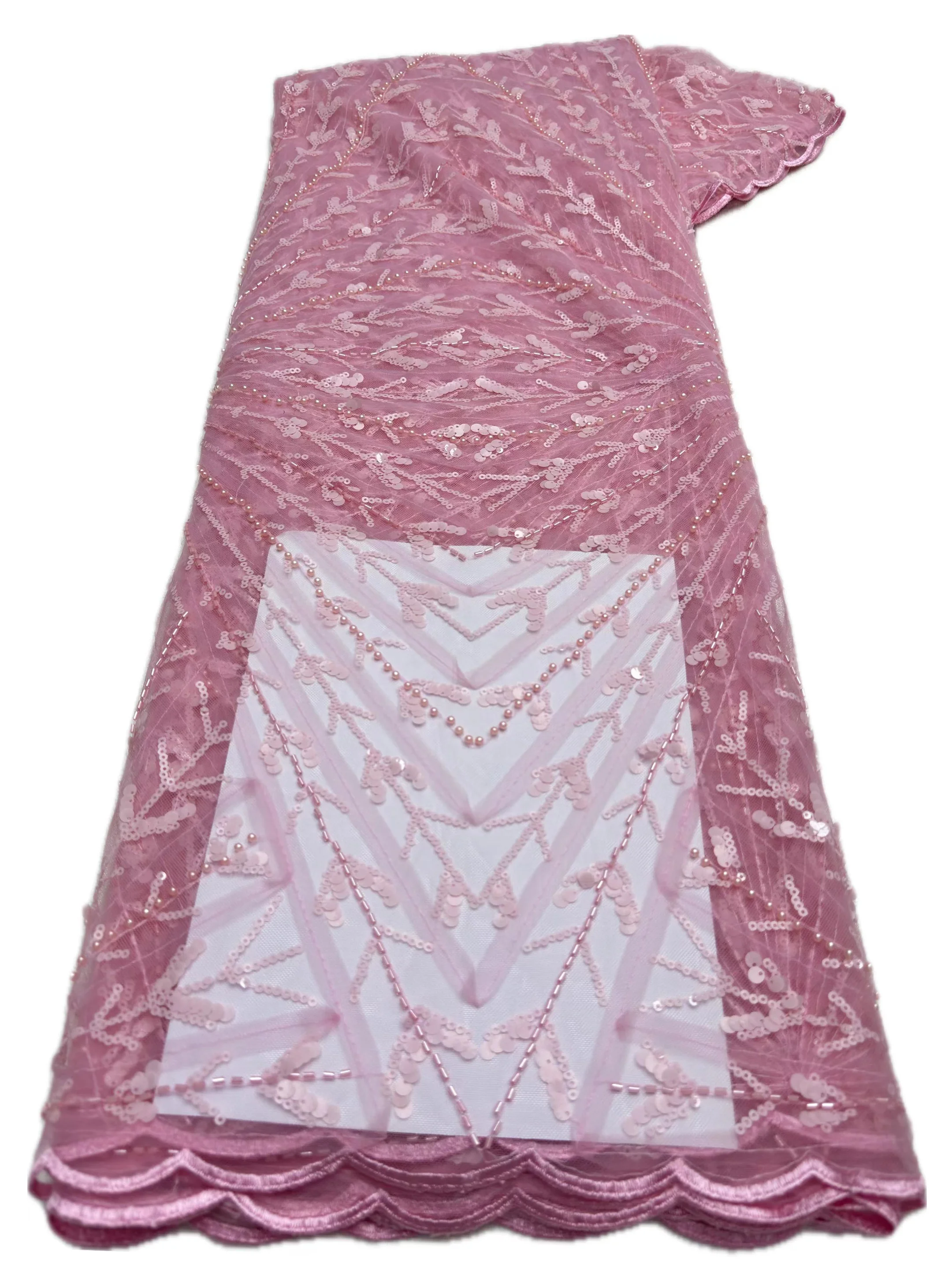 Luxury African Sequins Beaded Lace Fabric 2025 High Quality Groom Nigerian Wedding Bridal Embroidery French Tulle Sewing