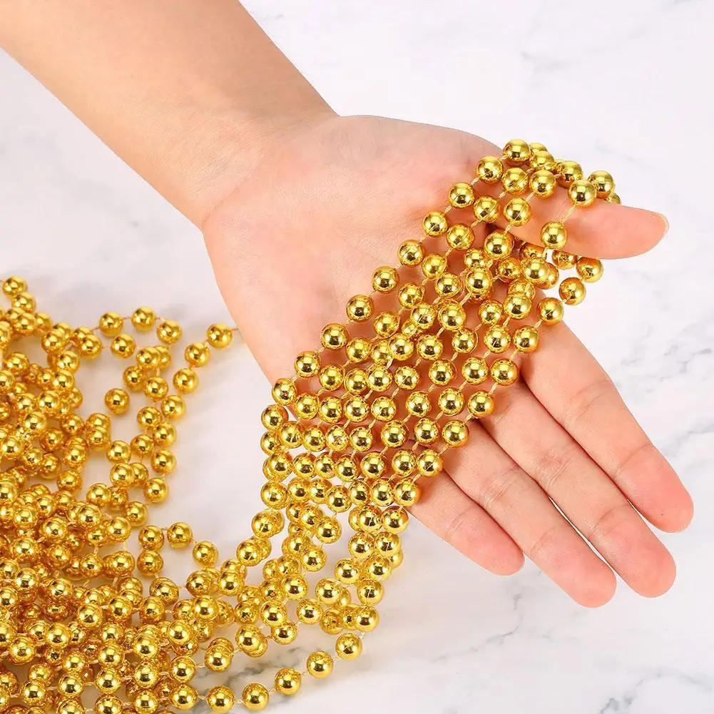 5meter Electroplated Wire Bead Chain 5mm Gold and Silver Round Bead Wedding Christmas Decoration Chain christmas decorations