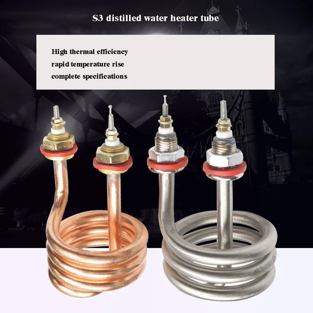 All Copper S3 Distilled Water Machine Electric Heating Tube Spiral  Distiller Heating Tube / Steam Bucket Heating Rod 2500W. - AliExpress