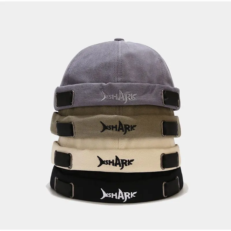 Nouveau chapeau de rue Hip Hop sans bords, Design créatif en forme de requin avec lettres brodées, chapeaux décontractés, bonnets Skullies à la mode_voghion.com