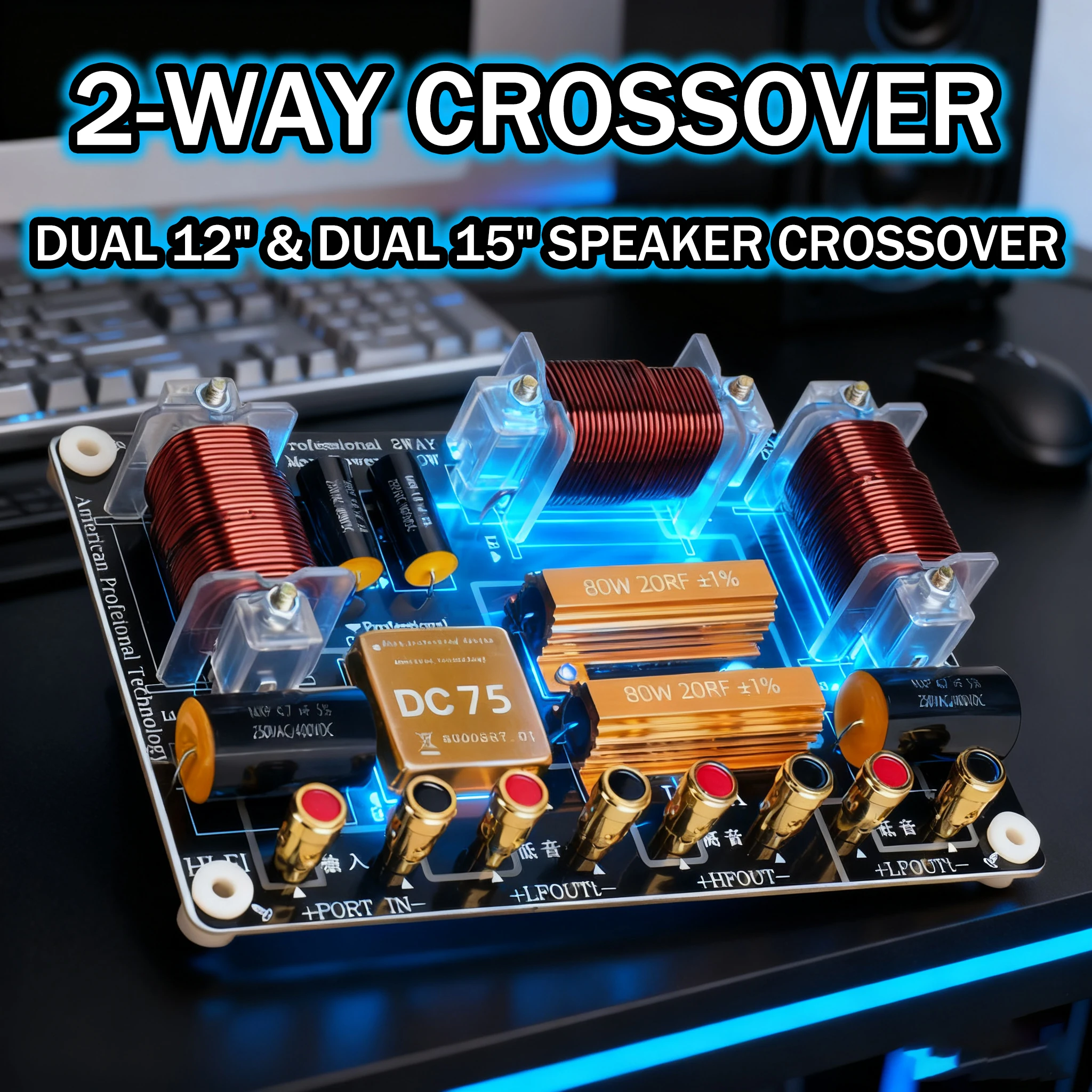 2-Wege-Bühnen-Crossover-Filter, Crossover-Netzwerk, Doppel-Einheit für 10-18 Zoll Lautsprecher, 2-Wege-Audio-Crossover, DIY-Lautsprecherzubehör – Detail 6