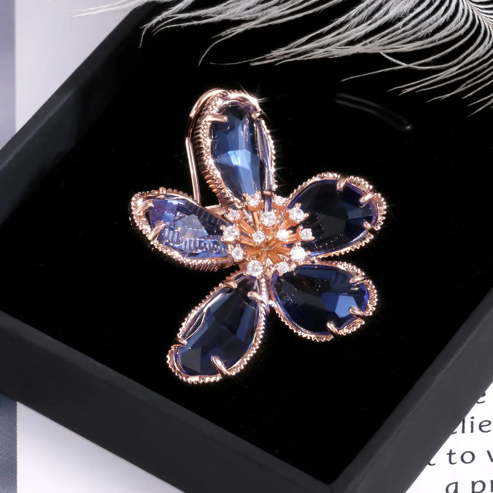 

2022 Fashion Big Flower Women Ring for Cocktail Party 4 Colors Delicate Female Accessories Holiday Finger Ring Stylish Jewelry