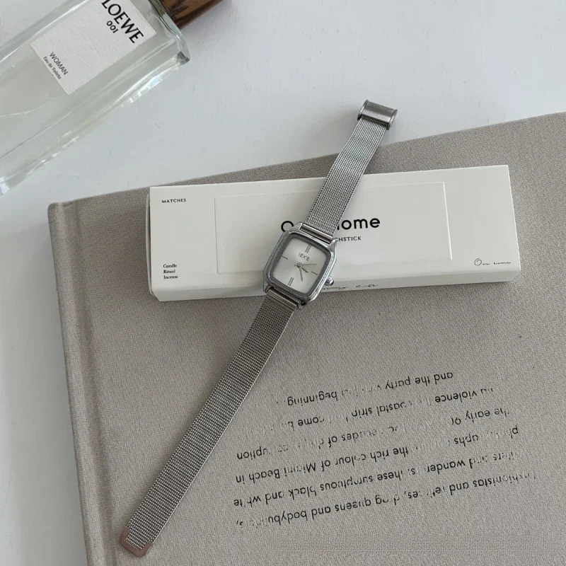 Orologio Da Polso Donna Quadrato - Cinturino Rete Acciaio, Quadrante Oro Rosa, Quartz - Foto 9