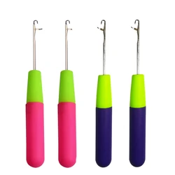 Versatile Plastic Crochet Hook Needle for Hair Weaving and Dreadlock Styling (Pink 2 Purple 2)