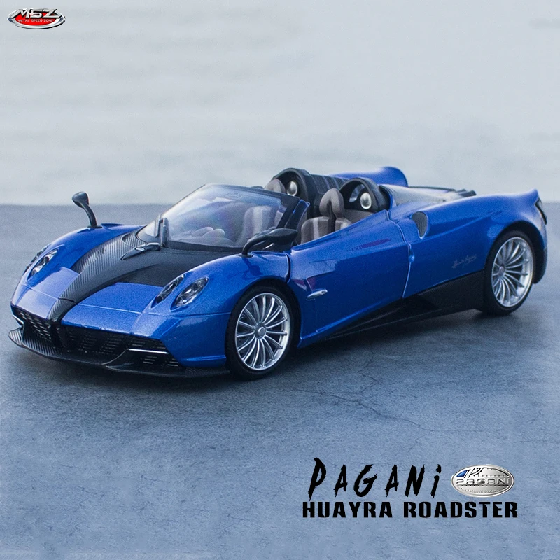 MSZ 1:24 Pagani Huayra Roadster Blue Alloy Sport Car Model Diecasts Metal Vehicles High Simulation Collection Childrens Toy Gift