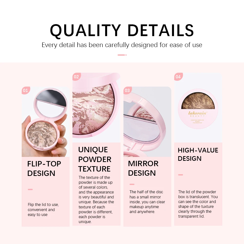 Loose Powder Baked Brighten Color Correcting Powder Foundation Fair Buildable Light to Medium Coverage Demi-Matte Natural Finish