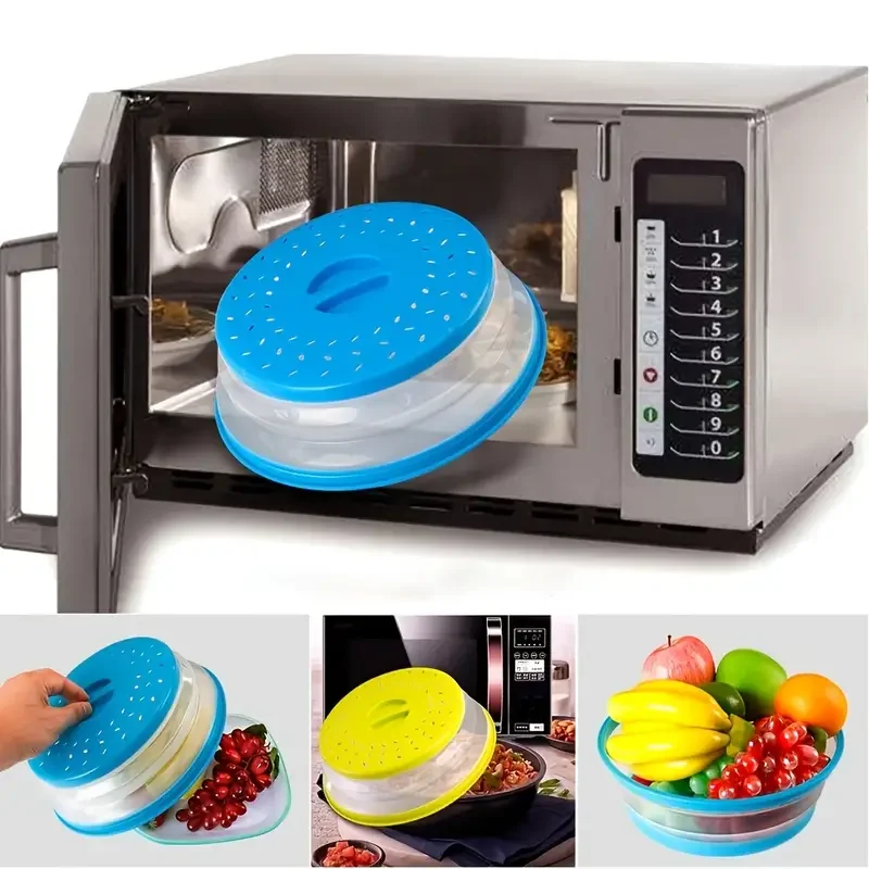 1pc Collapsible Microwave Lid For Reheating Food, Meal Prep Gadget, No Mess Folding Bowl Cover, Kitchen Tool