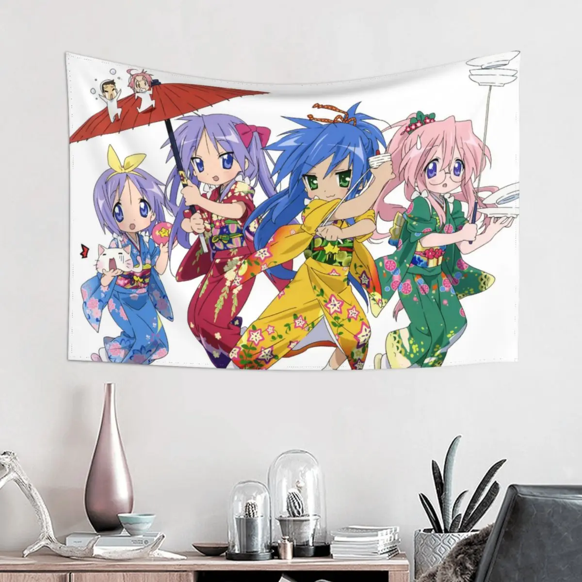 

Lucky Star Izumi Konata Tapestry Hippie Polyester Wall Hanging Anime Room Decor Table Cover Mandala Tapestries