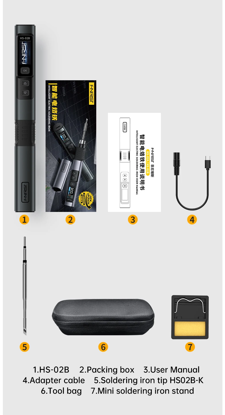 HS-02A HS-02B Intelligent Electric Soldering Iron 24V 100-450 ℃ Welding Material