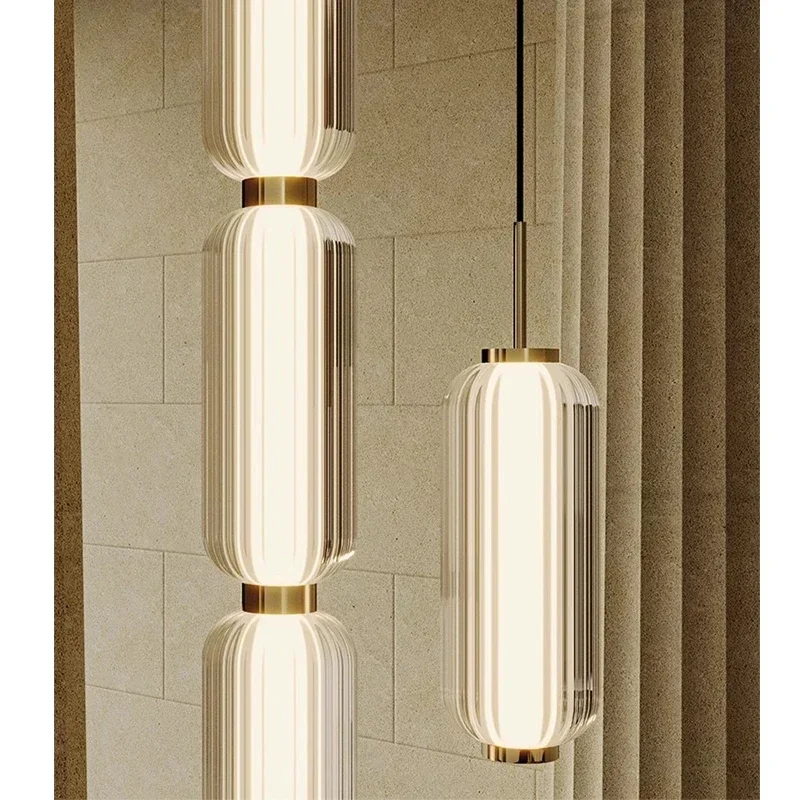 American Light Luxury Hotel Living Room Chandelier High-grade LED Nordic Restaurant Staircase Combination Small Pendant Lights