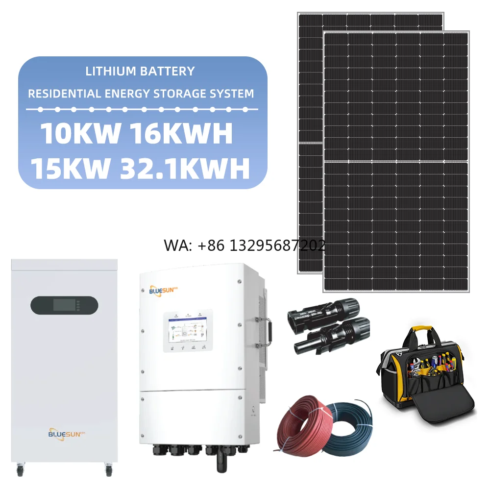 Sistema Solare Domestico Completo da 10KW 15KW con Batteria di Backup LiFePO4 da 16kWh 32kWh, Facile Installazione, Inverter Ibrido Monofase Trifase