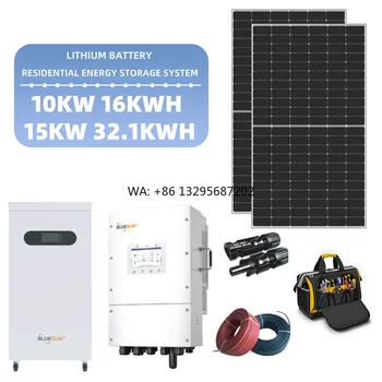 Sistema Solare Domestico Completo da 10KW 15KW con Batteria di Backup LiFePO4 da 16kWh 32kWh, Facile Installazione, Inverter Ibrido Monofase Trifase