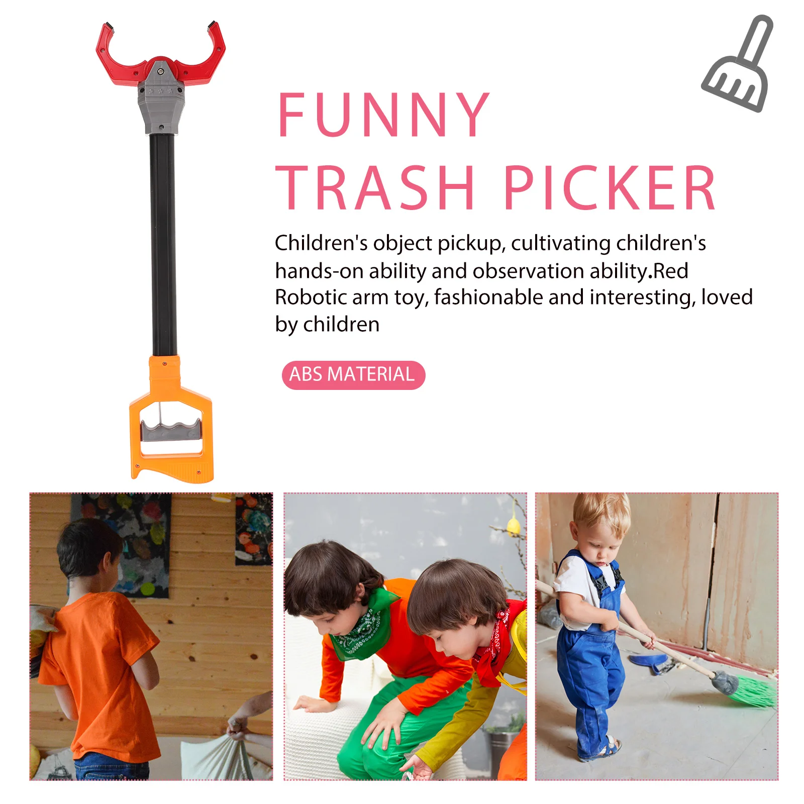 Mechanical Arm Kids Trash Picker Long Handle Abs Garbage Clamps Pickup Clip Funny kids trash picker