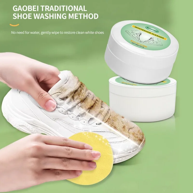 Special cleaning cream for small white shoes with sponge multifunctional decontamination cream Shoe-shining artifact to stain th shoe cleaning balm cleaning cream