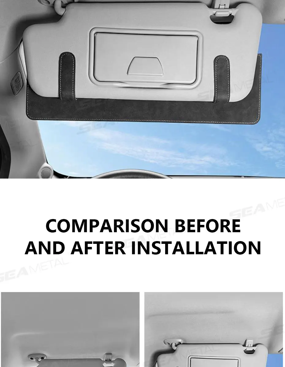 BLALION Verstellbare Auto-Sonnenblenden-Verlängerung, schnelle Installation, Wildleder-Sonnenblende-Aufsatz, geeignet für sicheres Fahrerlebnis – Detail 3