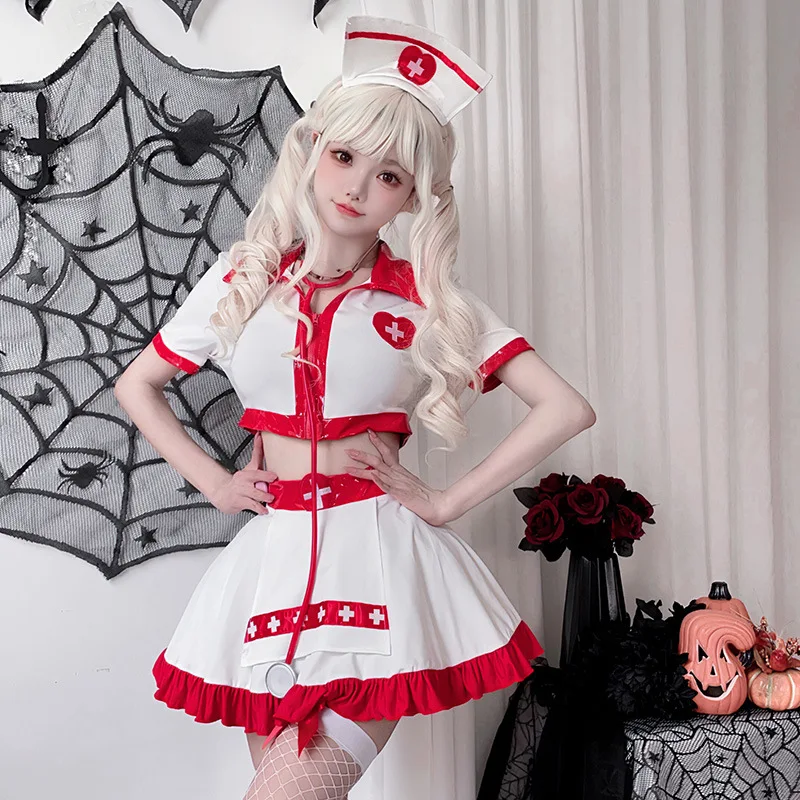 Halloween Adult Costume Nurse Dress Doctor Uniform Nurse Dress Stage Costume Ladies Dress Up Accessory Set