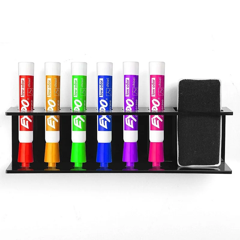 Acrylic 6-Hole Pen Holder Dryerase Marker Eraser Organizer Storage Rack Hanging Wall Pen Stand Stationery School Supplies 3