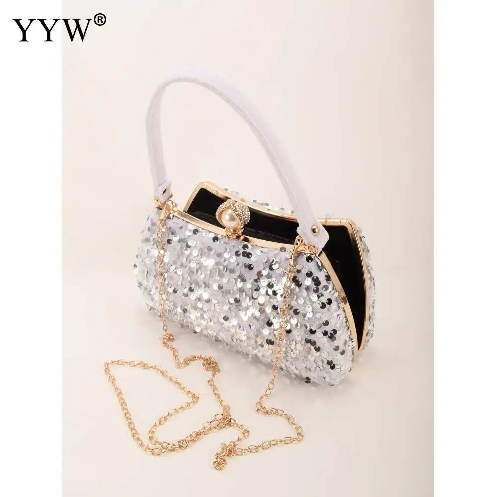 Luxury Women Evening Bag Fashion Design High Quality Metallic Sequins Clutch Purse Female Dinner Party Wedding Handbag Satchel